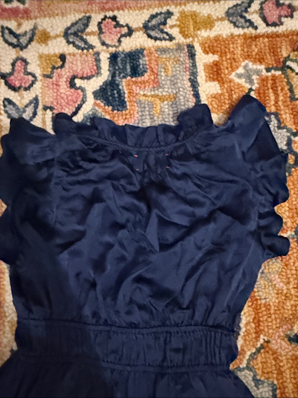 NWOT Xirena Women’s silk Navy Ruffle Midi Dress SZ S - Picture 4 of 5